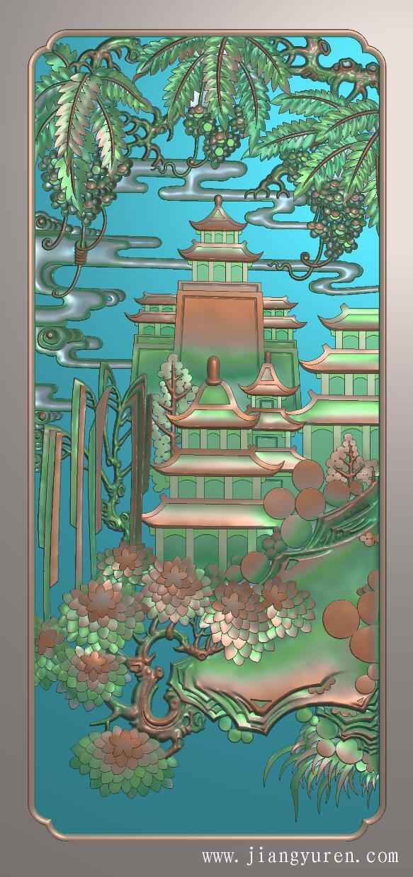 中式古建筑浮雕精雕图LK099