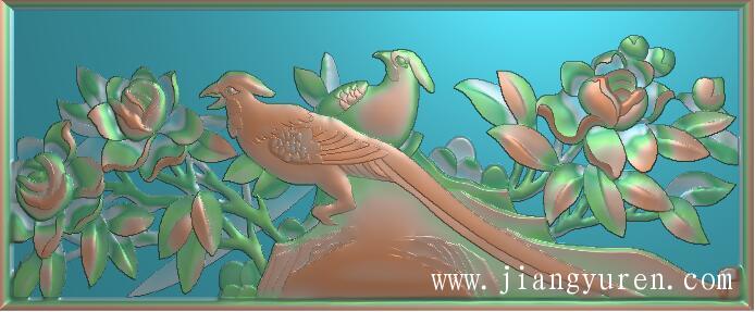 jdp花鸟浮雕石雕牡丹花鸟精雕图