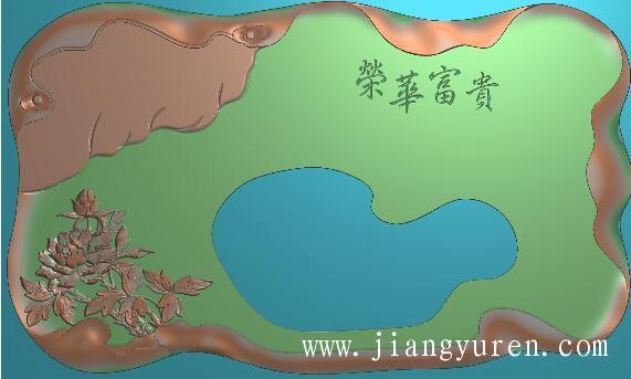 荣华富贵浮雕茶盘精雕图CP-025
