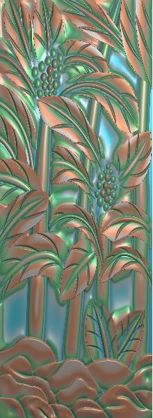 精雕成熟芭蕉木叶浮雕素材N034