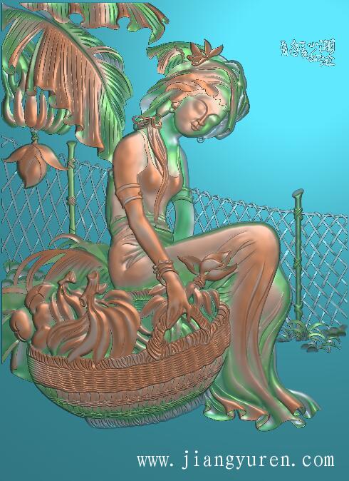 澜沧小女浮雕图 人物精雕图素材RW-052