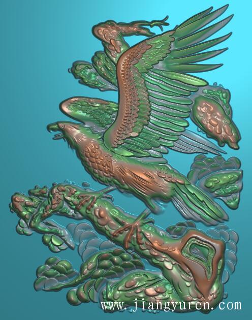 威猛雄鹰雕刻图北京精雕JDP灰度图BMP挂件素材浮雕图
