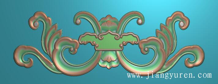 对称洋花三角花电脑雕刻浮雕图