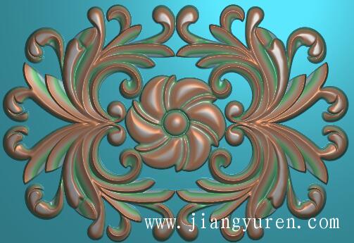 对称洋花角花jdp石雕浮雕图