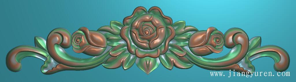 玫瑰花三角花浮雕图雕刻素材SH036