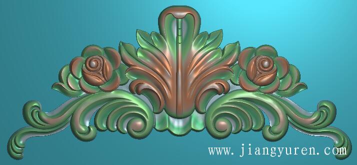 三角洋花贴花门上花浮雕图SH042