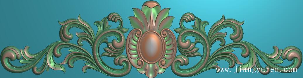 欧式门花精雕图对称洋花浮雕图SH052