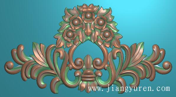 欧式精雕床图三角洋花浮雕素材SH062
