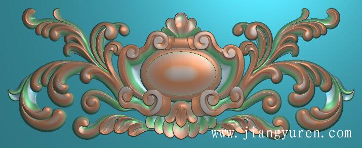 洋花横板电脑雕刻浮雕图SH074