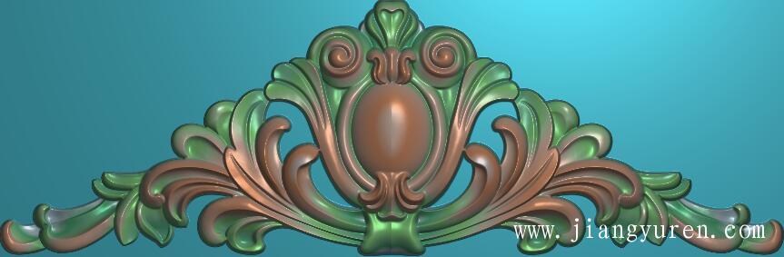 中式三角洋花浮雕贴花雕花素材SH084