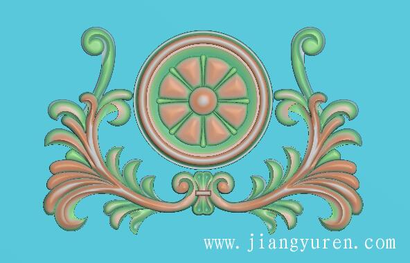 橘子圆形花瓣洋花浮雕图SH104