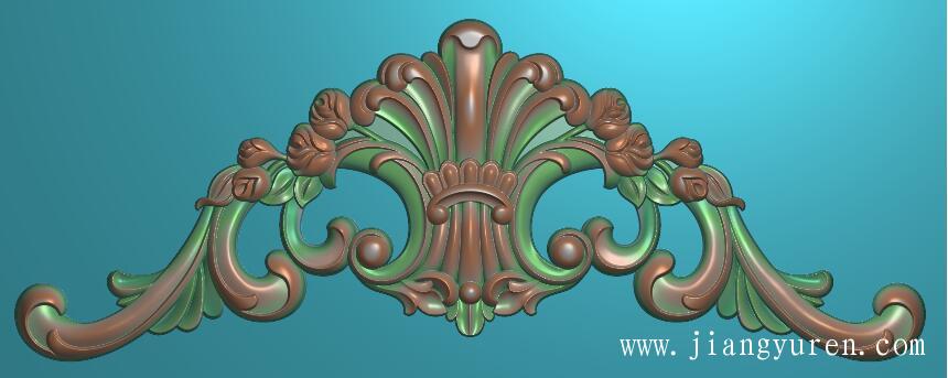 三角杨花洋花角花精雕图欧式门上花浮雕图SH111