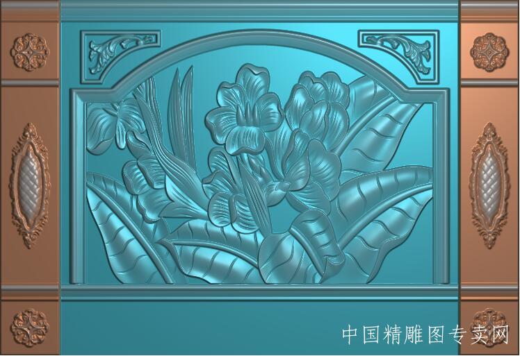 芭蕉叶整体电视背景墙JDP浮雕图T021