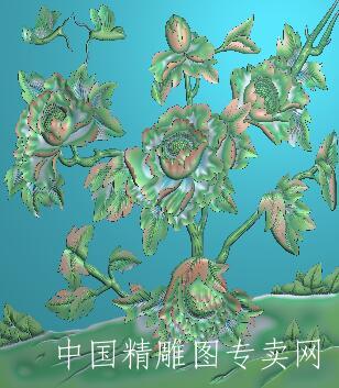 富贵牡丹花jdp电脑雕刻浮雕图B177