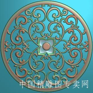 圆形精雕镂空浮雕jdp洋花雕刻图L049