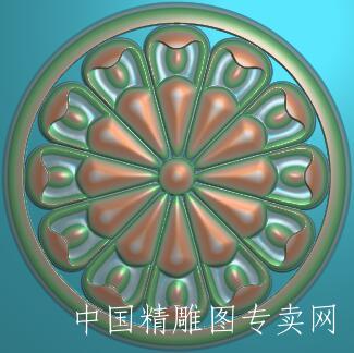 圆形中式浮雕图背景墙jdp贴花素材L074