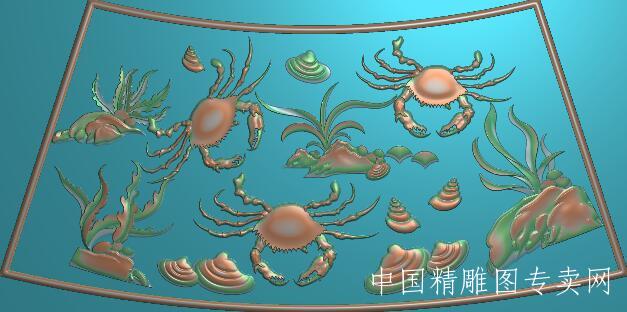 梯形扇形螃蟹大闸蟹jdp浮雕图A098