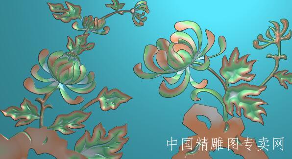 简单菊花浮雕图JDP植物精雕图文件K181