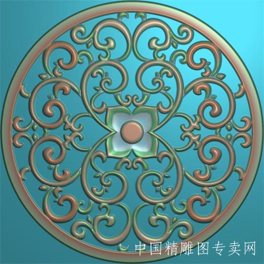 圆形圆盘精雕图JDP镂空门花浮雕贴图L049