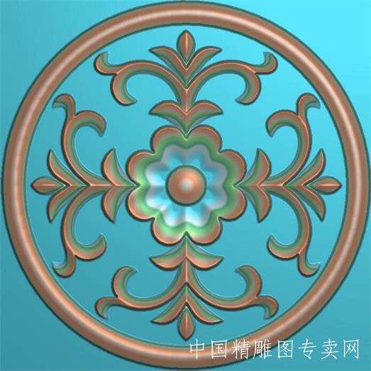 镂空圆形洋花精雕图JDP木雕透雕浮雕图L073