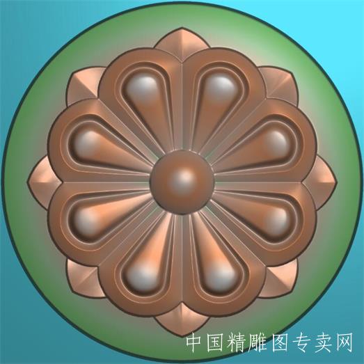 圆盘太阳花精雕图JDP木雕贴花浮雕素材L086