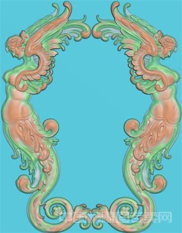 天使门号牌浮雕图卷草标牌电脑雕刻设计素材C195.jpg