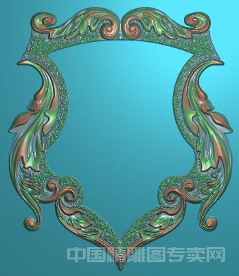 欧式复古盾牌洋花门牌边框浮雕花纹精雕图JDP素材R086.jpg