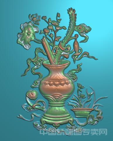 花瓶四季植物精雕图JDP竖版博古浮雕文件S017.jpg