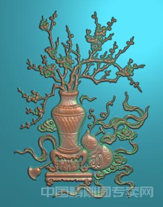 梅花花瓶葫芦精雕图JDP博古浮雕图文件S046.jpg