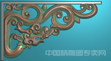 中式草龙角花浮雕精雕图JDP拐角龙S062